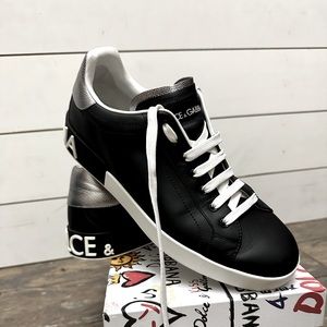 Dolce&Gabbana Men's Portofino Logo Leather Low-Top Sneakers Lightly used
